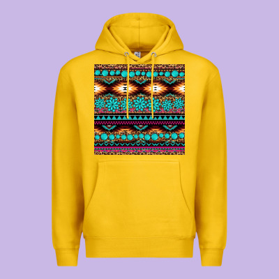 Aztec Turquoise Gemstone Seamless Pattern Premium Hoodie Designed By Hra Design Shop