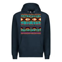 Navy aztec turquoise gemstone seamless pattern Premium Hoodie - HRA Design Shop