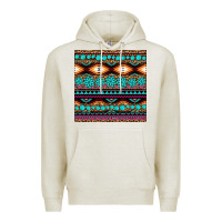 Oatmeal Heather aztec turquoise gemstone seamless pattern Premium Hoodie - HRA Design Shop