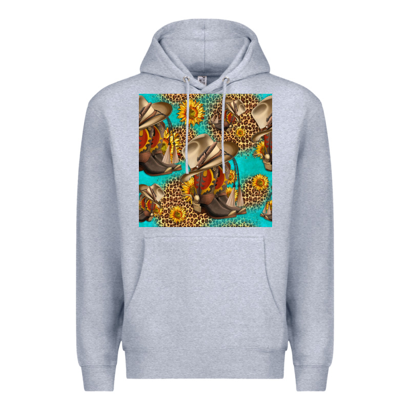 Western Boots And Hat Seamless Pattern Premium Hoodie by HRA Design Shop | Teevron
