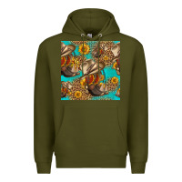 Army Green western boots and hat seamless pattern Premium Hoodie - HRA Design Shop