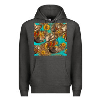 Charcoal Heather western boots and hat seamless pattern Premium Hoodie - HRA Design Shop