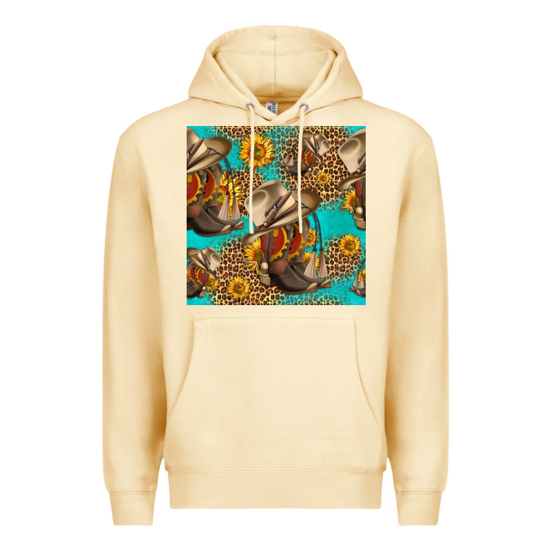 Western Boots And Hat Seamless Pattern Premium Hoodie by HRA Design Shop | Teevron