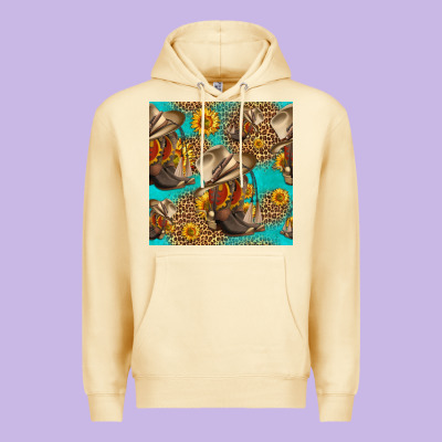 Western Boots And Hat Seamless Pattern Premium Hoodie Designed By Hra Design Shop