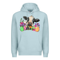 Blue Mist Happy Easter Cow Easter Day Premium Hoodie - Neo Western