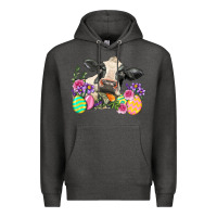 Charcoal Heather Happy Easter Cow Easter Day Premium Hoodie - Neo Western