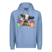 Colony Blue Happy Easter Cow Easter Day Premium Hoodie - Neo Western