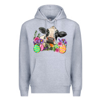 Heather Grey Happy Easter Cow Easter Day Premium Hoodie - Neo Western