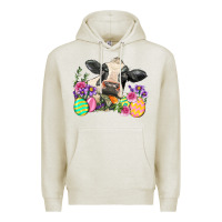 Oatmeal Heather Happy Easter Cow Easter Day Premium Hoodie - Neo Western