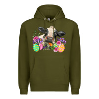 Army Green Happy Easter Cow Easter Day Premium Hoodie - Neo Western