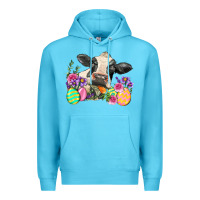 Ocean Blue Happy Easter Cow Easter Day Premium Hoodie - Neo Western
