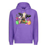 Purple Happy Easter Cow Easter Day Premium Hoodie - Neo Western