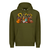 Army Green Welcome Fall Pumpkin Premium Hoodie - CowhideDigitalArt