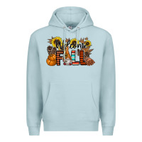 Blue Mist Welcome Fall Pumpkin Premium Hoodie - CowhideDigitalArt