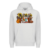Dove Grey Welcome Fall Pumpkin Premium Hoodie - CowhideDigitalArt