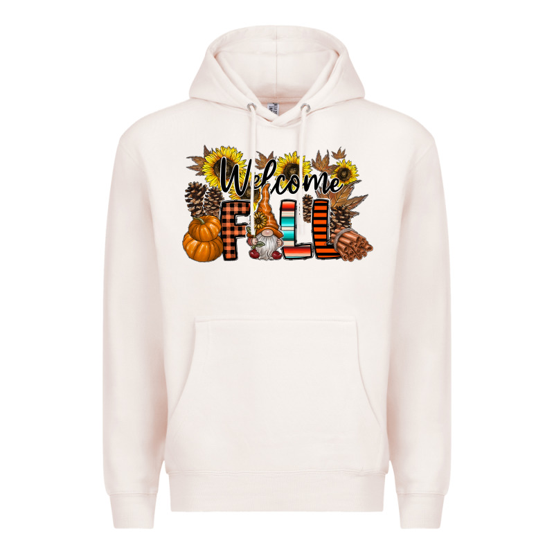 Welcome Fall Pumpkin Premium Hoodie by CowhideDigitalArt | Teevron