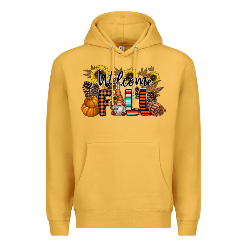 Welcome Fall Pumpkin Premium Hoodie by CowhideDigitalArt | Teevron