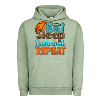 Pigment Oil Green eat sleep basketball repeat Urban Hoodie - HRA Design Shop