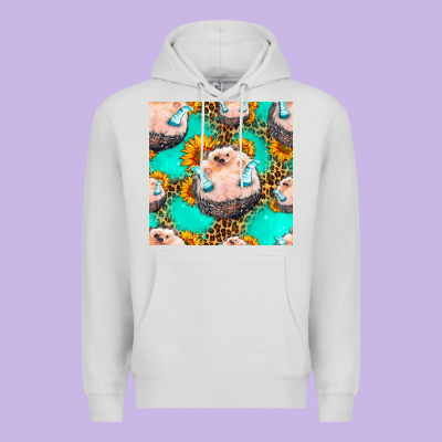 Hedgehog Western Seamless Pattern Premium Hoodie Designed By Hra Design Shop