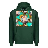 Sports Green hedgehog western seamless pattern Premium Hoodie - HRA Design Shop
