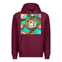 Burgundy hedgehog western seamless pattern Premium Hoodie - HRA Design Shop