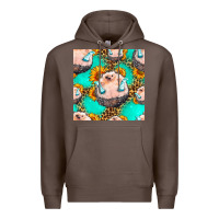 Coffee hedgehog western seamless pattern Premium Hoodie - HRA Design Shop