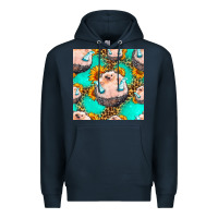 Navy hedgehog western seamless pattern Premium Hoodie - HRA Design Shop