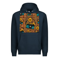 Navy western sunflowers camera seamless pattern Premium Hoodie - HRA Design Shop