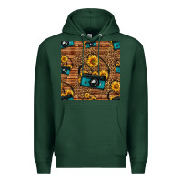 Sports Green western sunflowers camera seamless pattern Premium Hoodie - HRA Design Shop