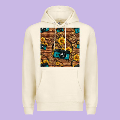 Western Sunflowers Camera Seamless Pattern Premium Hoodie Designed By Hra Design Shop