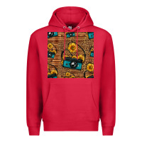 Cardinal western sunflowers camera seamless pattern Premium Hoodie - HRA Design Shop