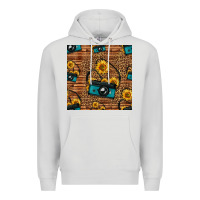Dove Grey western sunflowers camera seamless pattern Premium Hoodie - HRA Design Shop