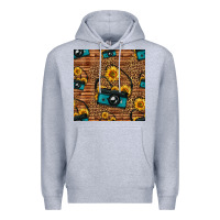 Heather Grey western sunflowers camera seamless pattern Premium Hoodie - HRA Design Shop