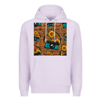 Lilac western sunflowers camera seamless pattern Premium Hoodie - HRA Design Shop