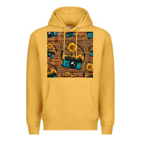 Mustard western sunflowers camera seamless pattern Premium Hoodie - HRA Design Shop