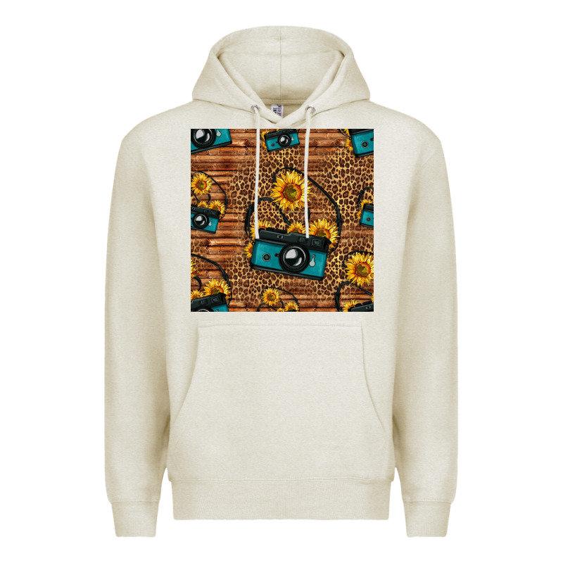 Western Sunflowers Camera Seamless Pattern Premium Hoodie by HRA Design Shop | Teevron