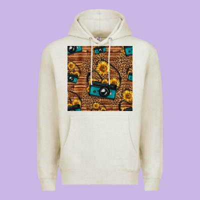 Western Sunflowers Camera Seamless Pattern Premium Hoodie Designed By Hra Design Shop