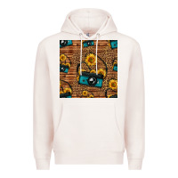 Pale Pink western sunflowers camera seamless pattern Premium Hoodie - HRA Design Shop