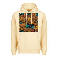 Pina Colada western sunflowers camera seamless pattern Premium Hoodie - HRA Design Shop