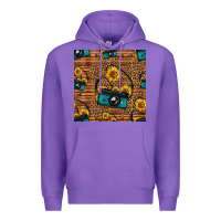 Purple western sunflowers camera seamless pattern Premium Hoodie - HRA Design Shop