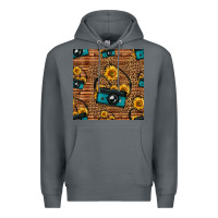 Rock western sunflowers camera seamless pattern Premium Hoodie - HRA Design Shop