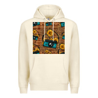Sandshell western sunflowers camera seamless pattern Premium Hoodie - HRA Design Shop