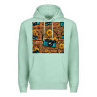 Seafoam western sunflowers camera seamless pattern Premium Hoodie - HRA Design Shop