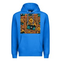 True Royal western sunflowers camera seamless pattern Premium Hoodie - HRA Design Shop