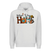 Dove Grey welcome to our home Premium Hoodie - CowhideDigitalArt