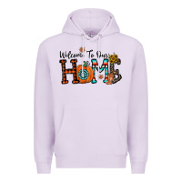 Lilac welcome to our home Premium Hoodie - CowhideDigitalArt