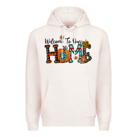 Pale Pink welcome to our home Premium Hoodie - CowhideDigitalArt