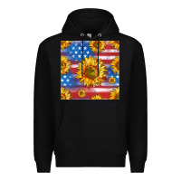 Black sunflowers american flag seamless pattern Premium Hoodie - HRA Design Shop