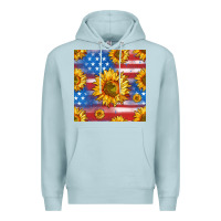 Blue Mist sunflowers american flag seamless pattern Premium Hoodie - HRA Design Shop