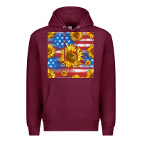 Burgundy sunflowers american flag seamless pattern Premium Hoodie - HRA Design Shop